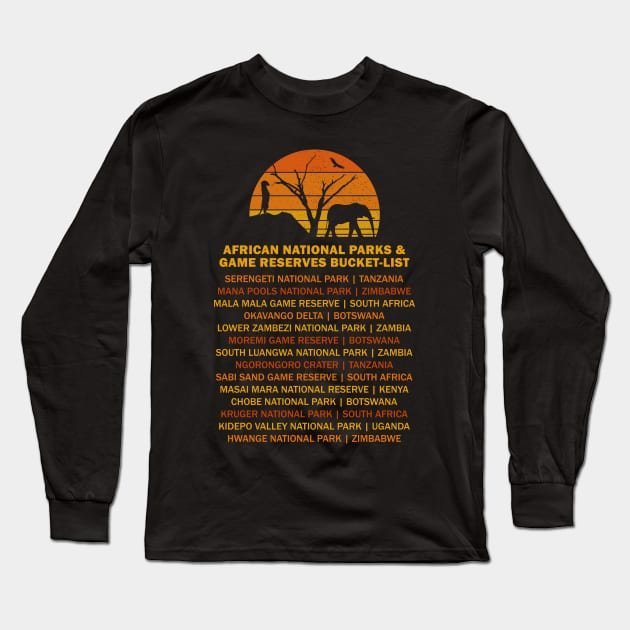 African Safari Bucket List Sunset Elephant Meerkat Namibia Long Sleeve T-Shirt by BraaiNinja